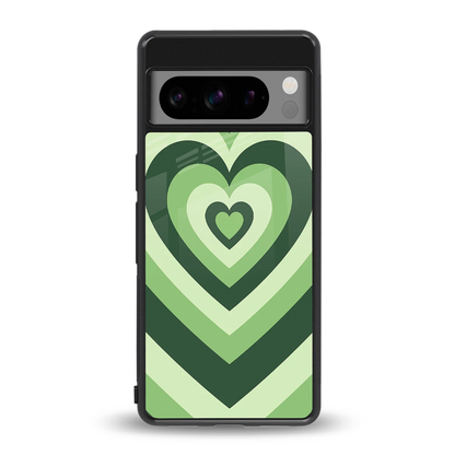 Y2K Green Hearts back phone cover | glass case for google pixel 8 pro