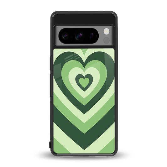 Y2K Green Hearts back phone cover | glass case for google pixel 8 pro