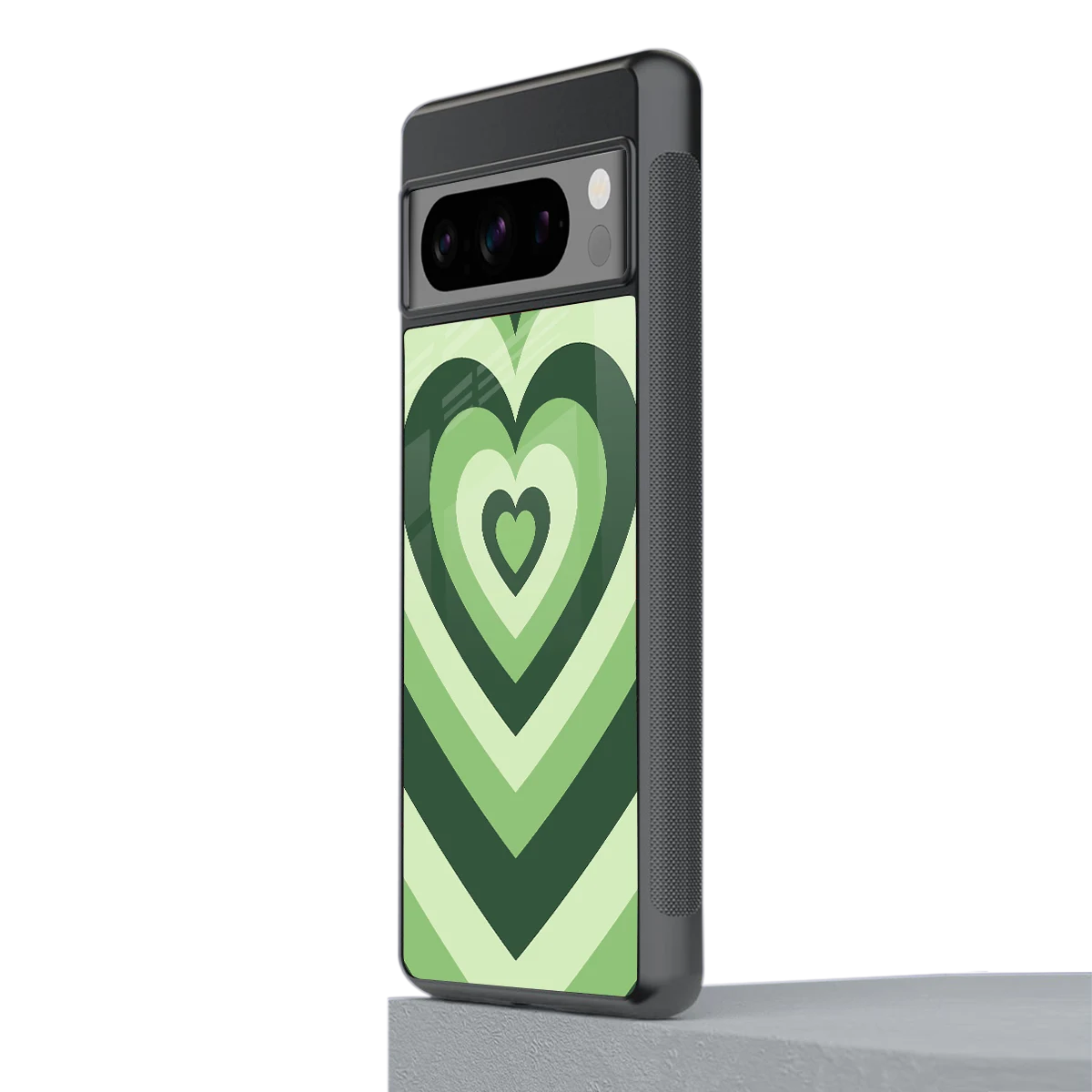 Y2K Green Hearts stylish phone case for google pixel 8 pro | glossy glass and slim fit