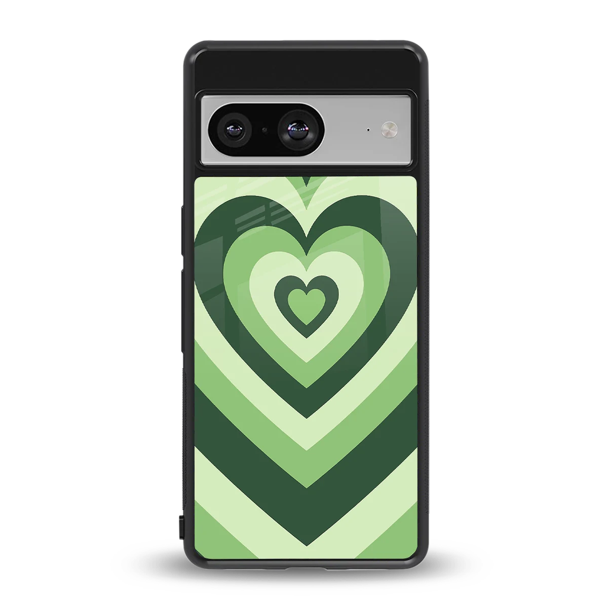 Y2K Green Hearts back phone cover | glass case for google pixel 8