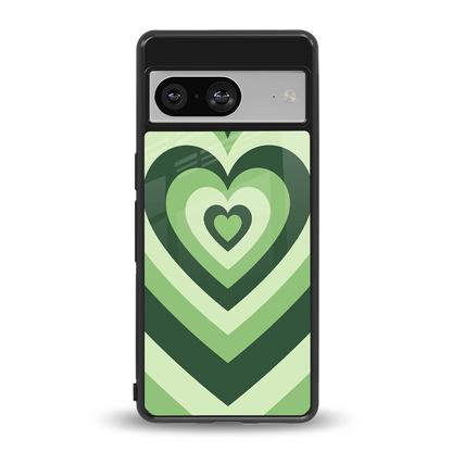 Y2K Green Hearts back phone cover | glass case for google pixel 8