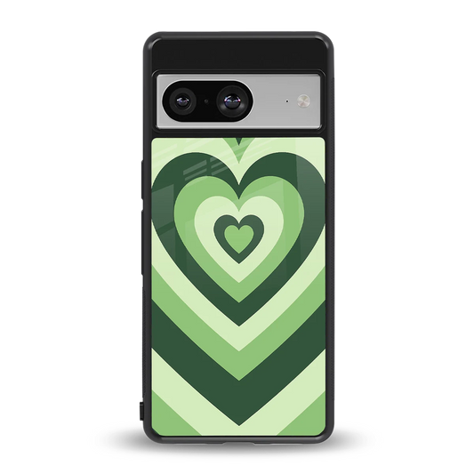 Y2K Green Hearts back phone cover | glass case for google pixel 8