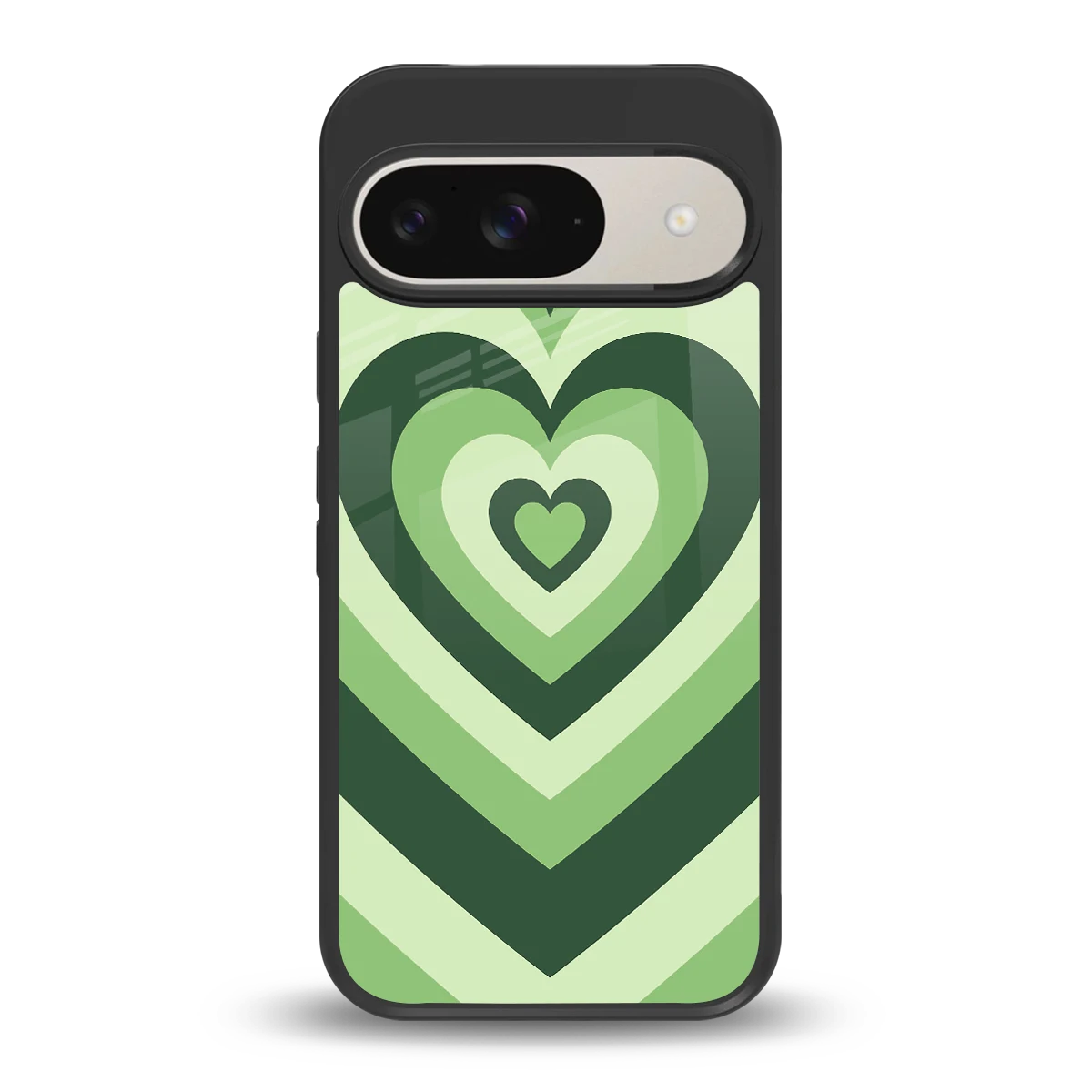 Y2K Green Hearts back phone cover | glass case for google pixel 9