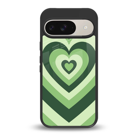 Y2K Green Hearts back phone cover | glass case for google pixel 9