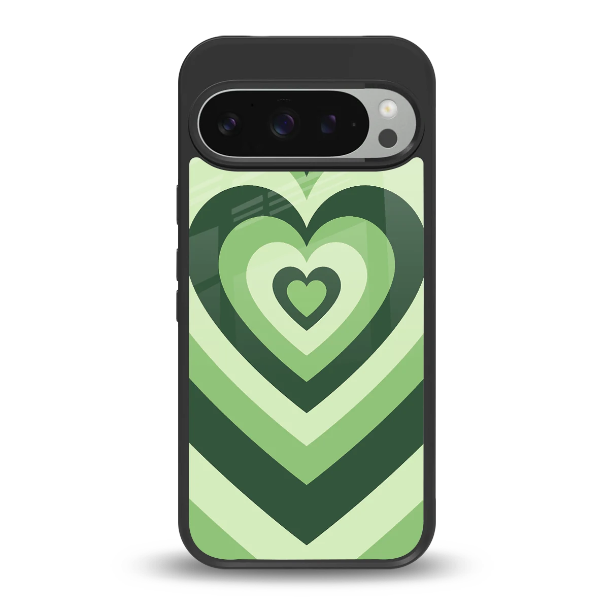 Y2K Green Hearts back phone cover | glass case for google pixel 9 pro