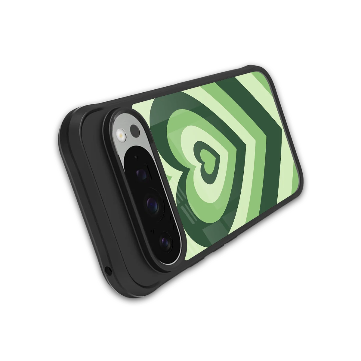 Y2K Green Hearts stylish phone case for google pixel 9 pro | glossy glass and slim fit