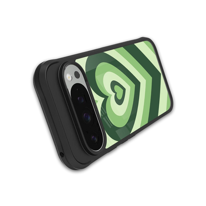 Y2K Green Hearts stylish phone case for google pixel 9 pro | glossy glass and slim fit