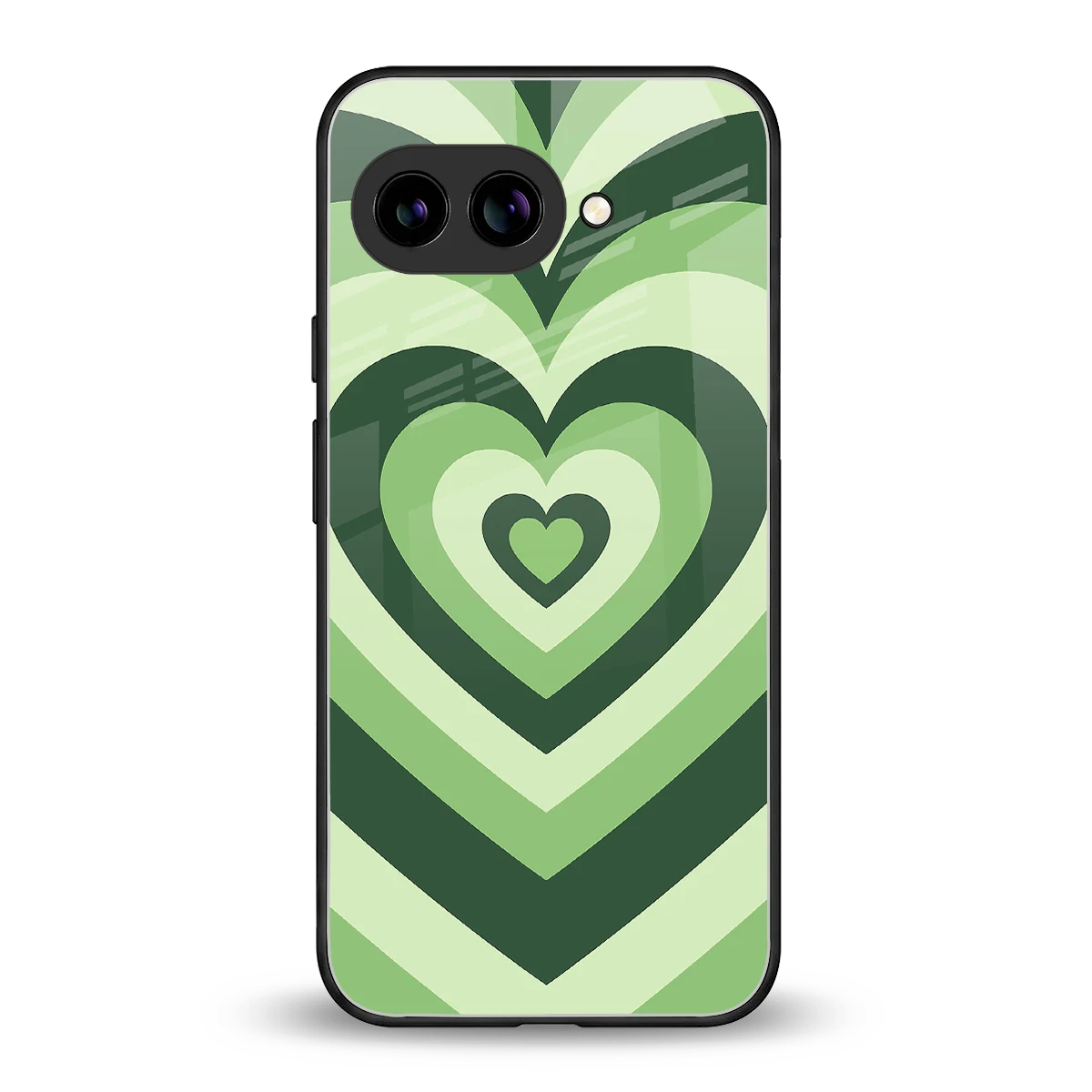 Y2K Green Hearts back phone cover | glass case for google pixel 9a