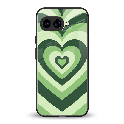 Y2K Green Hearts back phone cover | glass case for google pixel 9a