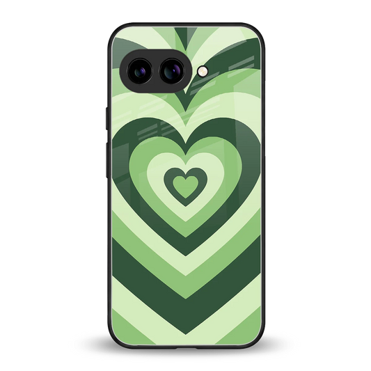 Y2K Green Hearts back phone cover | glass case for google pixel 9a