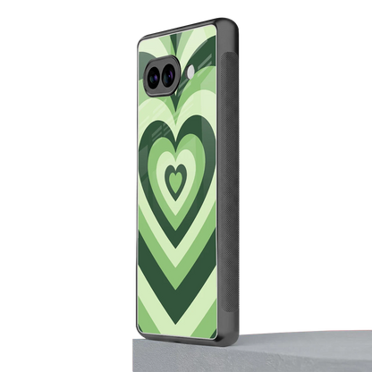 Y2K Green Hearts google pixel 9a mobile cover | shockproof glass phone case