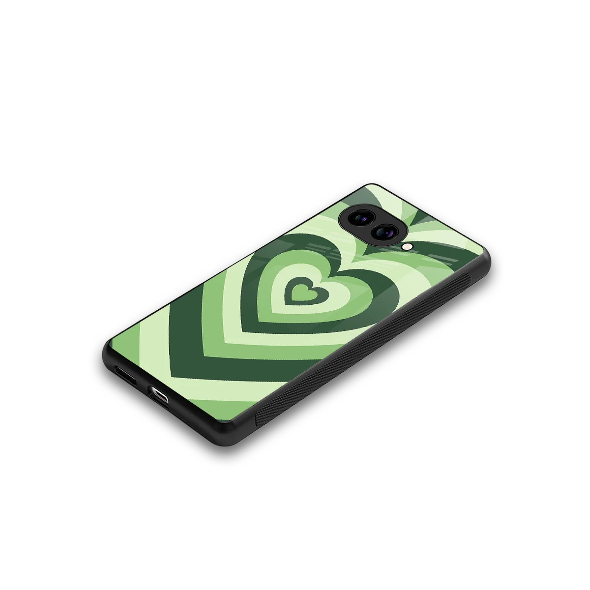 Y2K Green Hearts stylish phone case for google pixel 9a | glossy glass and slim fit