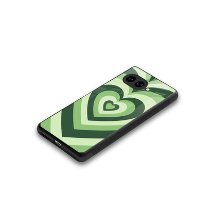 Y2K Green Hearts stylish phone case for google pixel 9a | glossy glass and slim fit