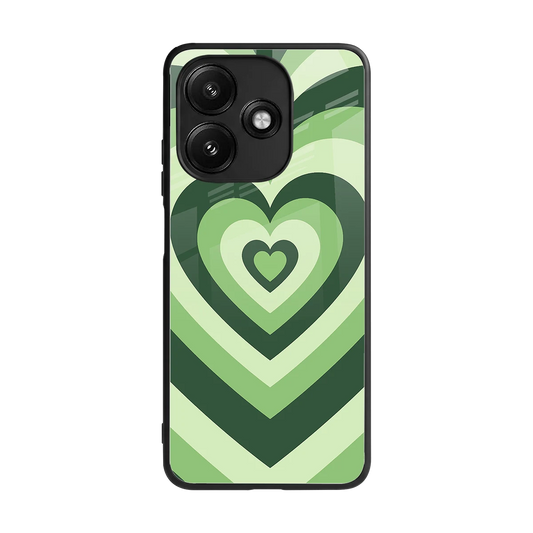 Y2K Green Hearts back phone cover | glass case for redmi 12 5g