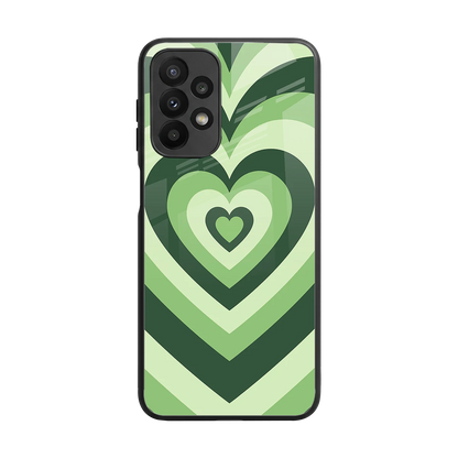 Y2K Green Hearts back phone cover | glass case for samsung galaxy a23