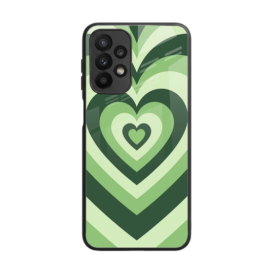 Y2K Green Hearts back phone cover | glass case for samsung galaxy a23