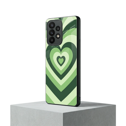 Y2K Green Hearts samsung galaxy a23 mobile cover | shockproof glass phone case