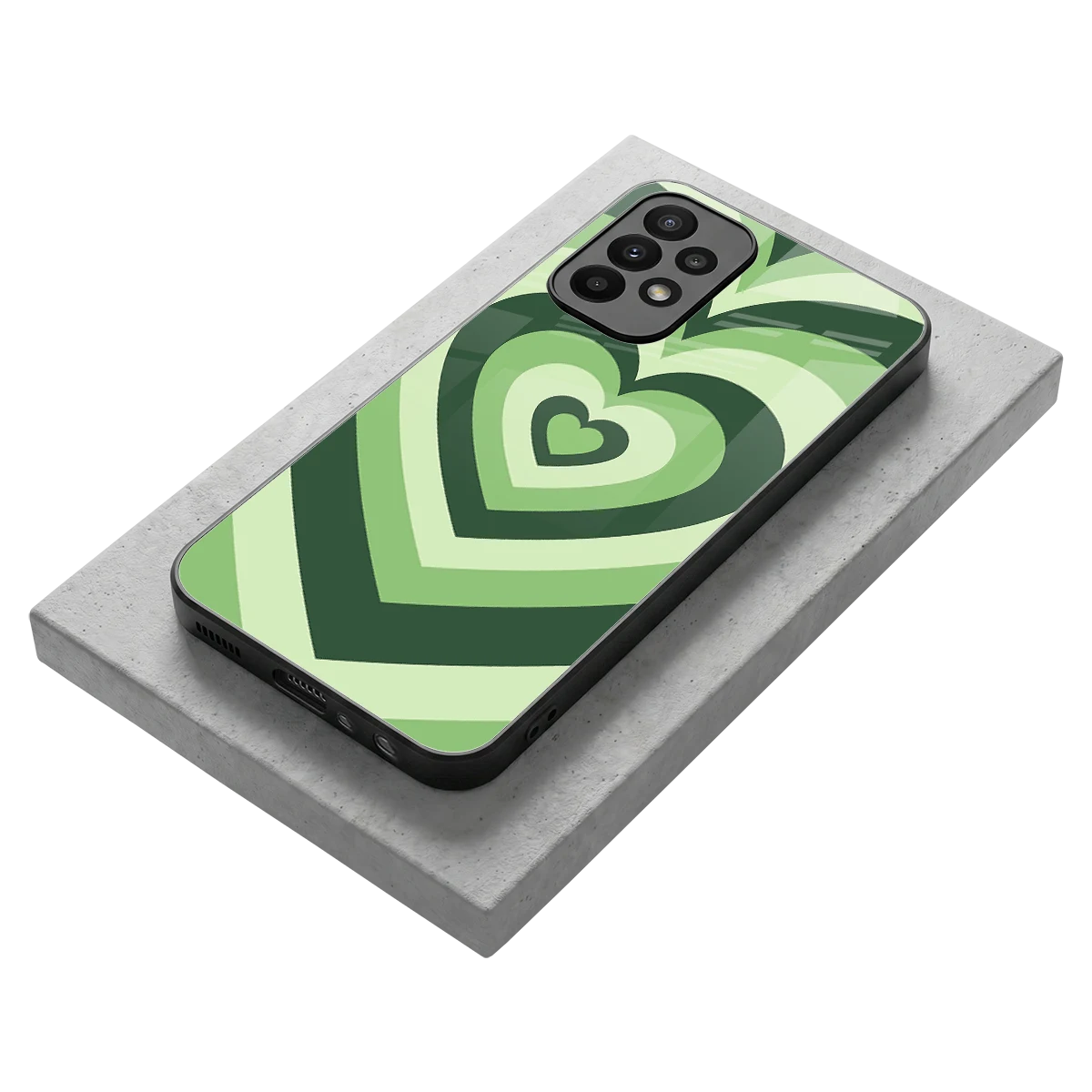 Y2K Green Hearts stylish phone case for samsung galaxy a23 | glossy glass and slim fit