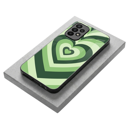 Y2K Green Hearts stylish phone case for samsung galaxy a23 | glossy glass and slim fit