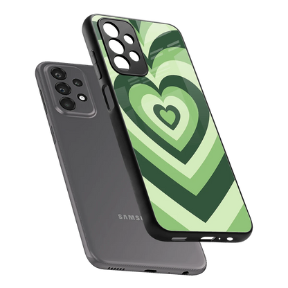 Y2K Green Hearts sleek samsung galaxy a23 cover with tempered glass back and TPU edges