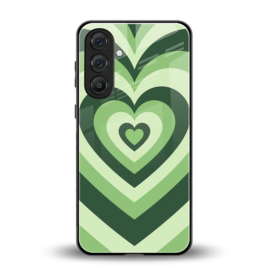 Y2K Green Hearts back phone cover | glass case for samsung galaxy m36 5g
