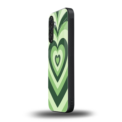 Y2K Green Hearts samsung galaxy a37 5g mobile cover | shockproof glass phone case