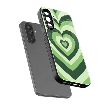 Y2K Green Hearts sleek samsung galaxy a37 5g cover with tempered glass back and TPU edges