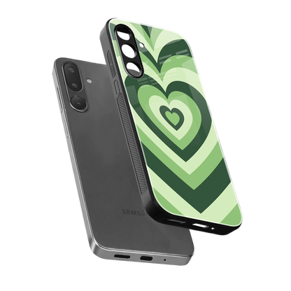 Y2K Green Hearts sleek samsung galaxy m56 5g cover with tempered glass back and TPU edges