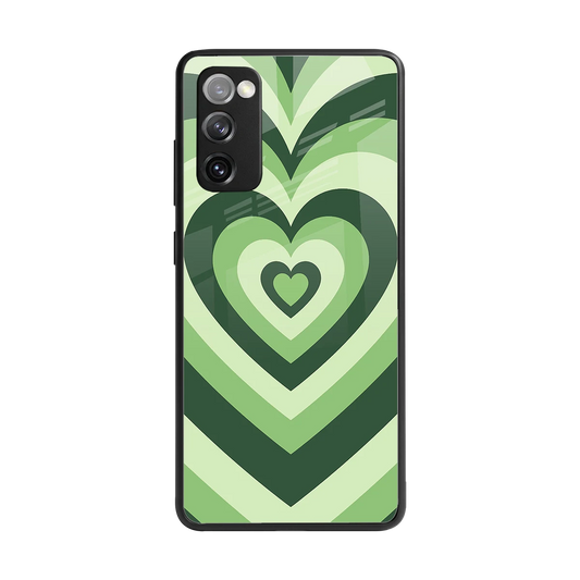Y2K Green Hearts back phone cover | glass case for samsung galaxy s20 fe