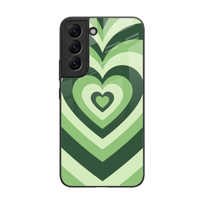 Y2K Green Hearts back phone cover | glass case for samsung galaxy s22