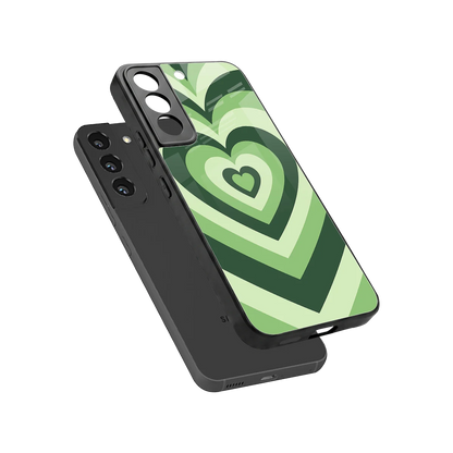 Y2K Green Hearts sleek samsung galaxy s22 cover with tempered glass back and TPU edges