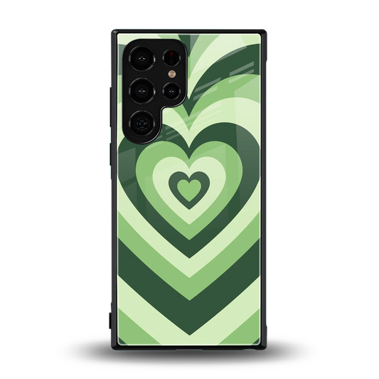 Y2K Green Hearts back phone cover | glass case for samsung galaxy s24 ultra