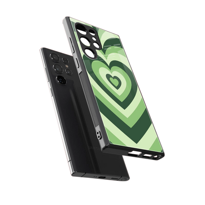 Y2K Green Hearts sleek samsung galaxy s24 ultra cover with tempered glass back and TPU edges