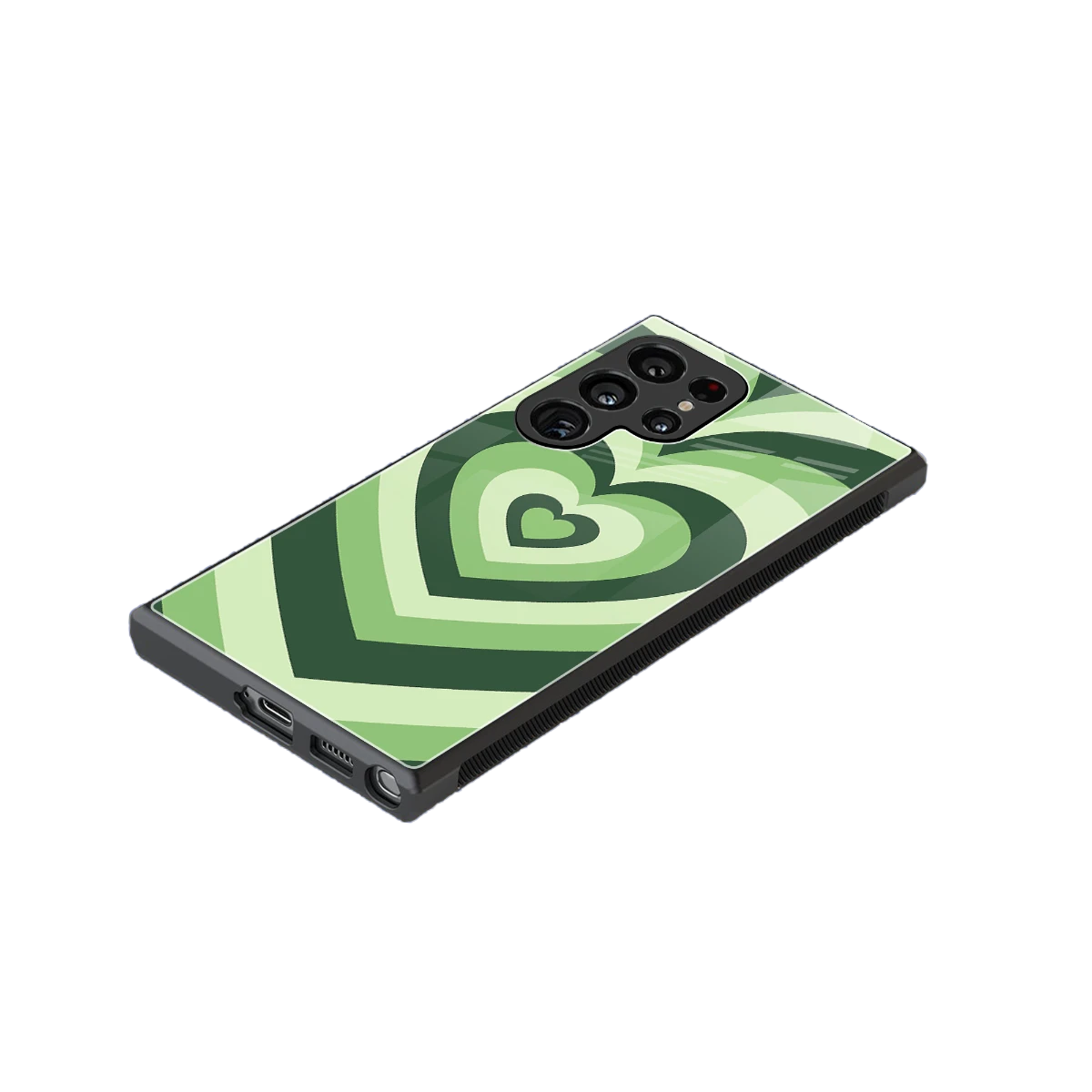 Y2K Green Hearts stylish phone case for samsung galaxy s24 ultra | glossy glass and slim fit