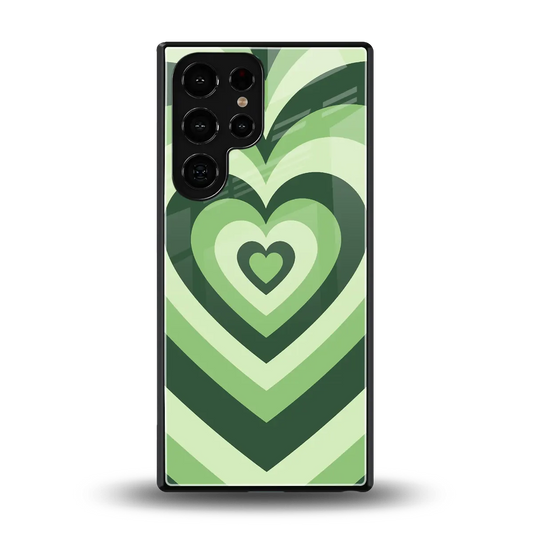 Y2K Green Hearts back phone cover | glass case for samsung galaxy s26 ultra