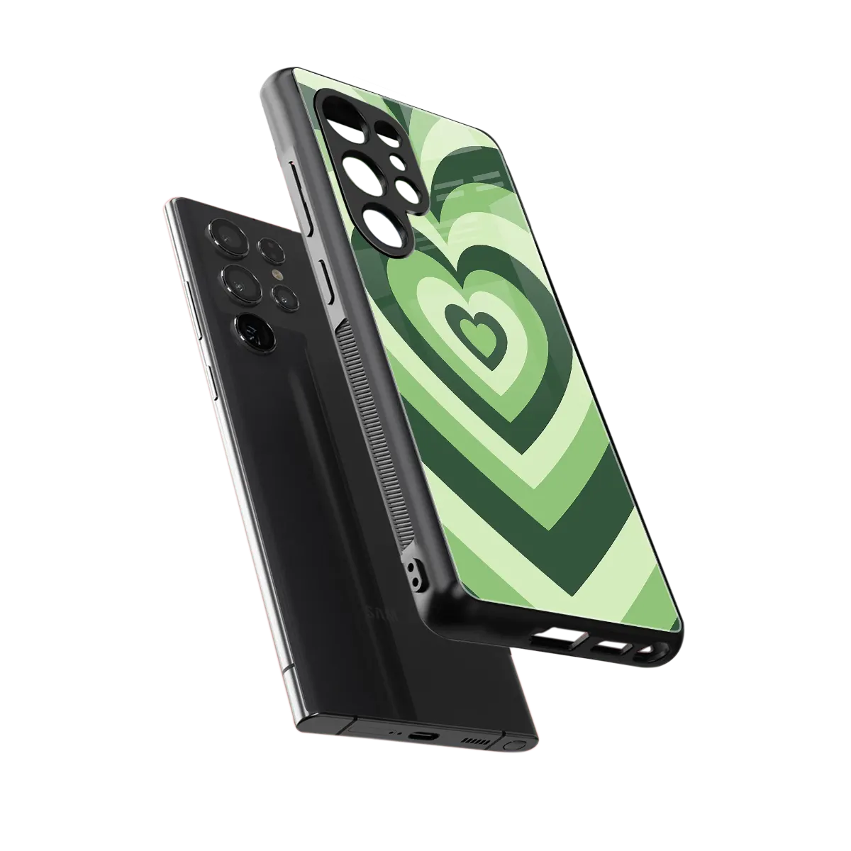 Y2K Green Hearts sleek samsung galaxy s26 ultra cover with tempered glass back and TPU edges