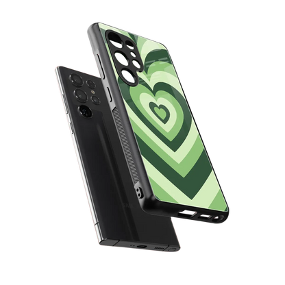 Y2K Green Hearts sleek samsung galaxy s26 ultra cover with tempered glass back and TPU edges