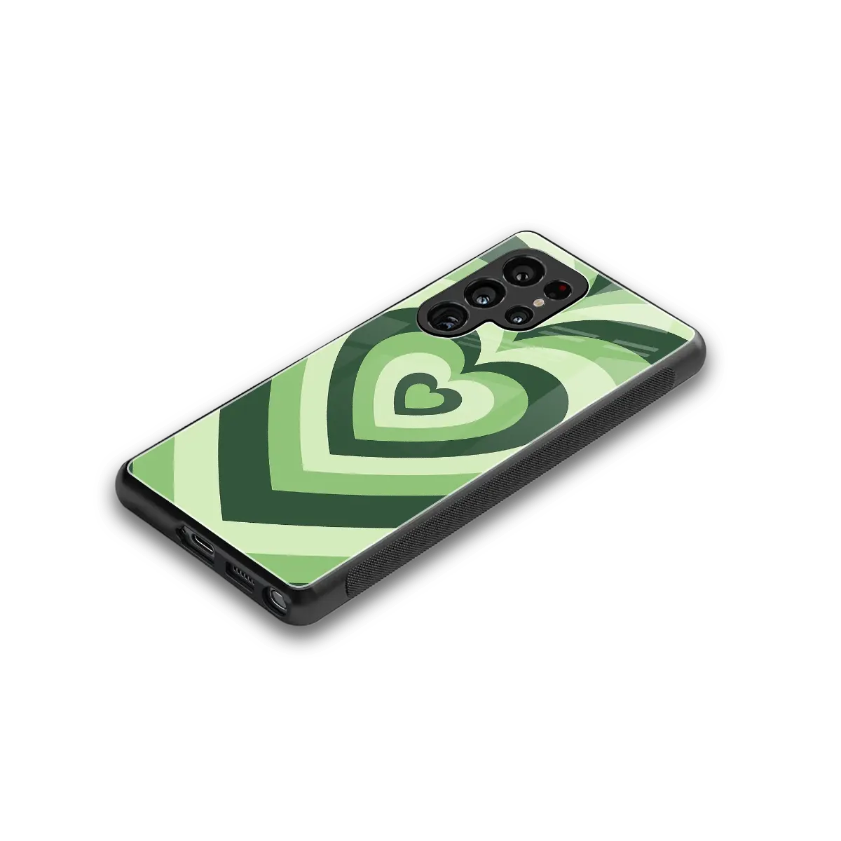 Y2K Green Hearts stylish phone case for samsung galaxy s25 ultra | glossy glass and slim fit