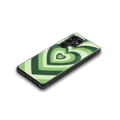 Y2K Green Hearts stylish phone case for samsung galaxy s26 ultra | glossy glass and slim fit