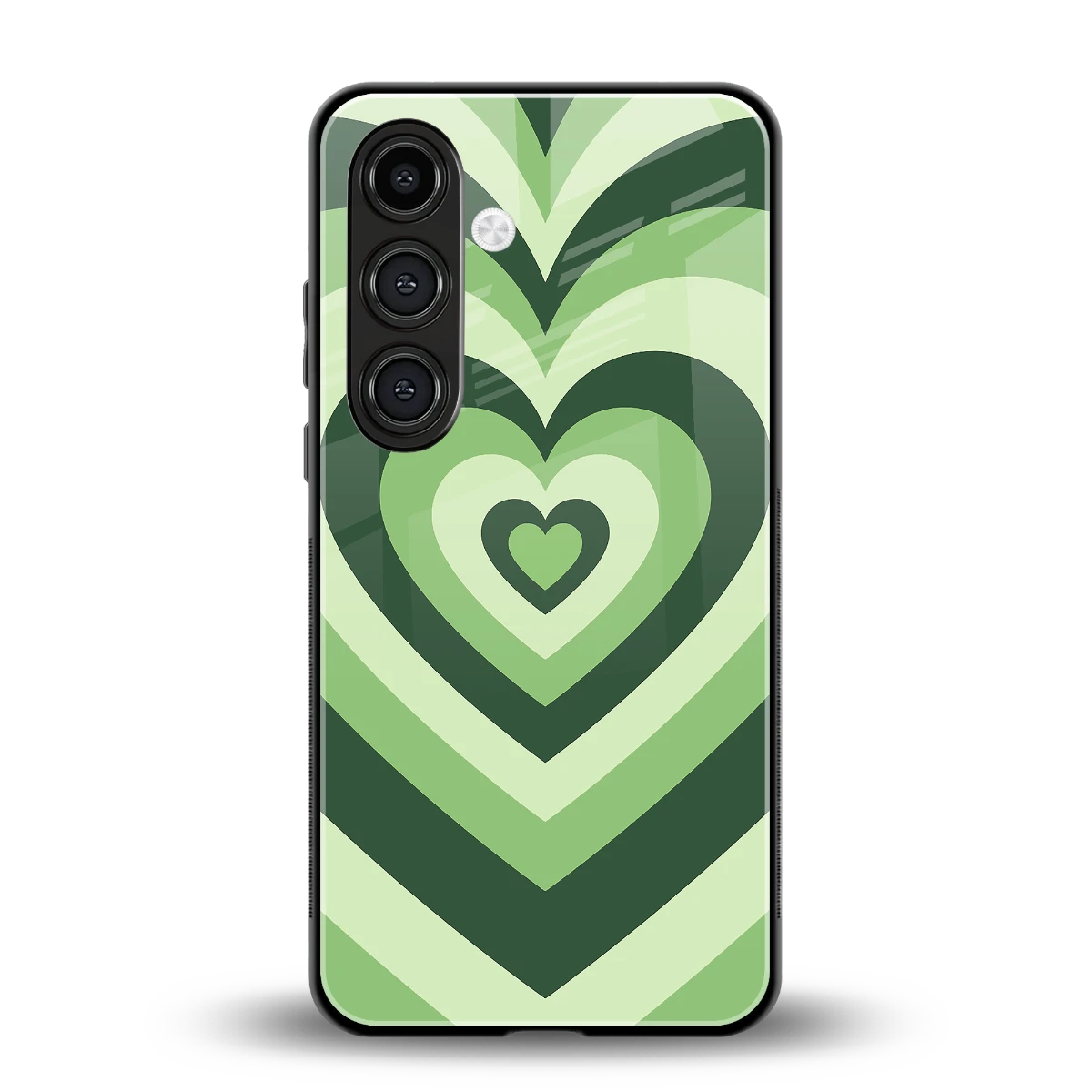 Y2K Green Hearts back phone cover | glass case for samsung galaxy s24