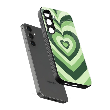 Y2K Green Hearts sleek samsung galaxy s24 cover with tempered glass back and TPU edges