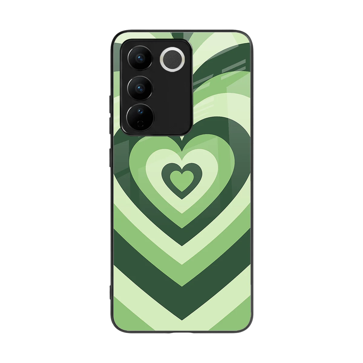Y2K Green Hearts back phone cover | glass case for vivo v27 5g
