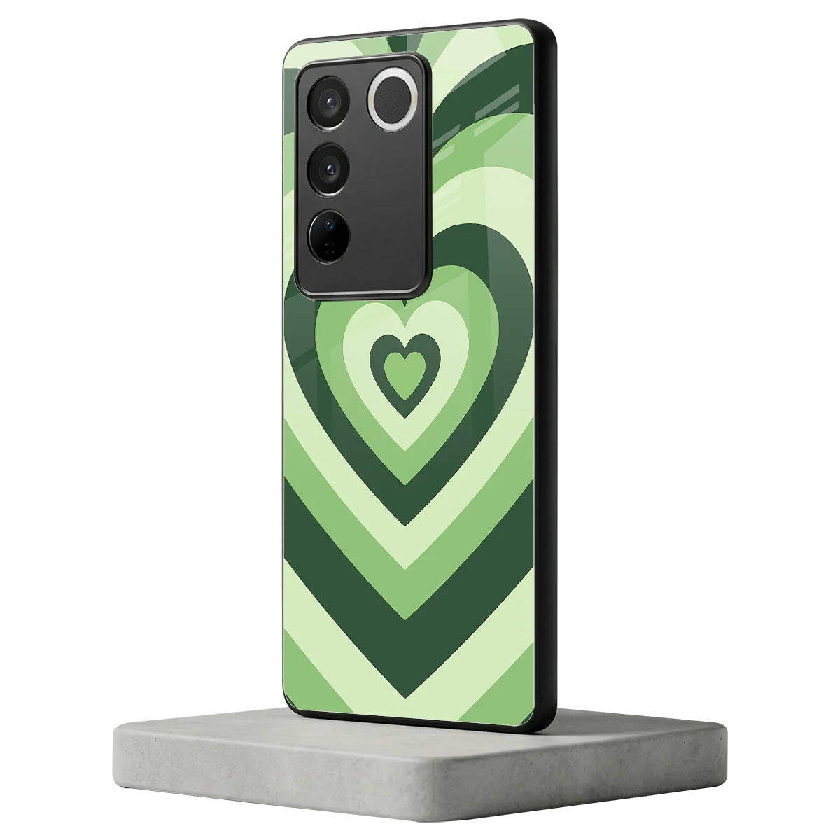Y2K Green Hearts vivo v27 5g mobile cover | shockproof glass phone case