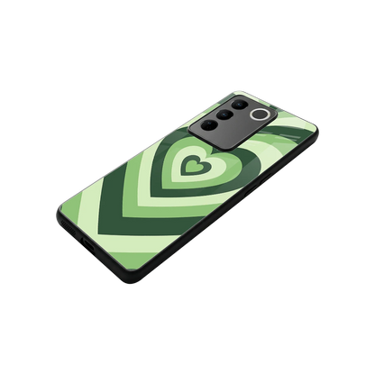 Y2K Green Hearts stylish phone case for vivo v27 5g | glossy glass and slim fit