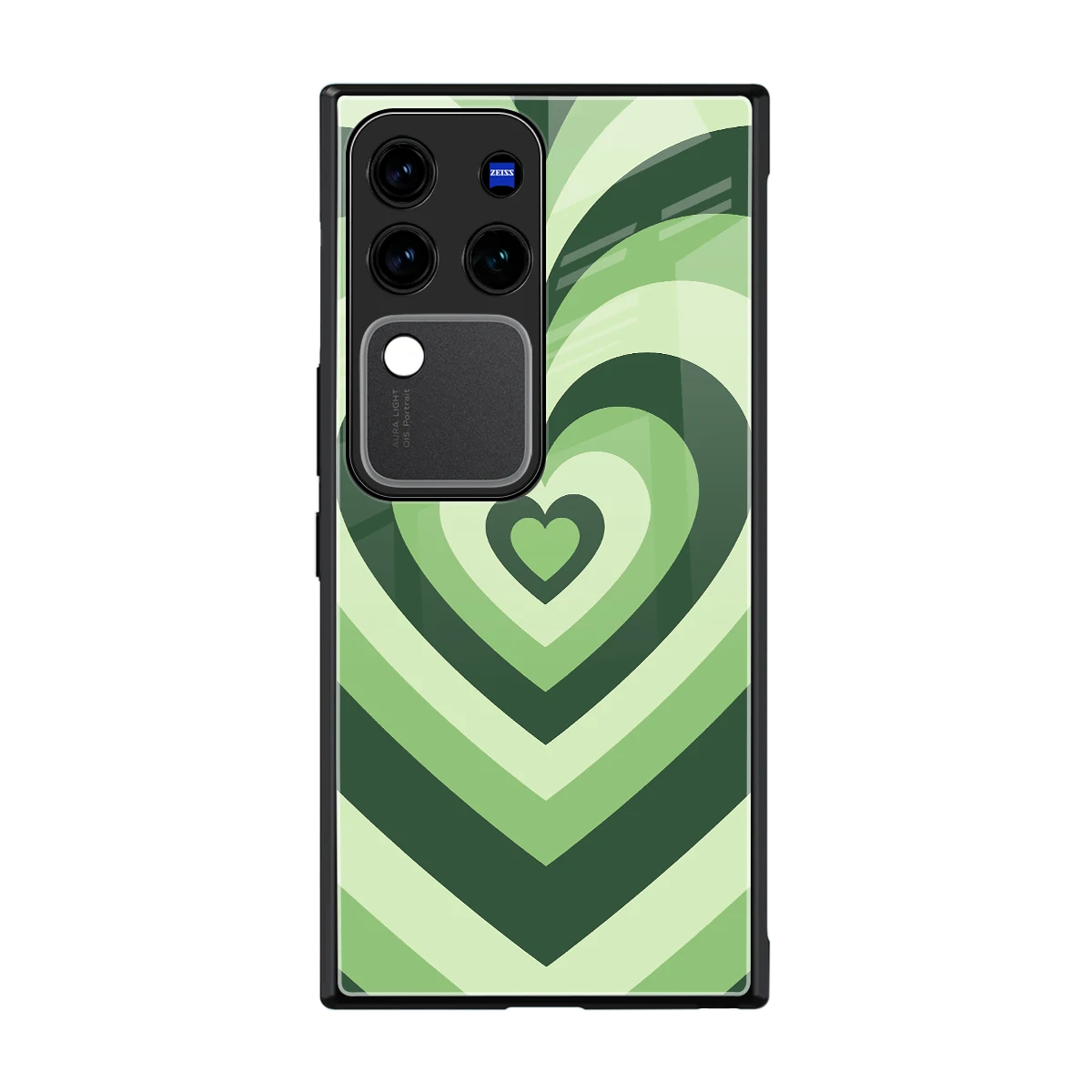 Y2K Green Hearts back phone cover | glass case forvivo v30 pro