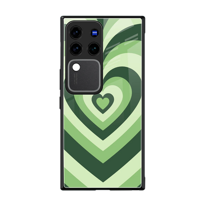 Y2K Green Hearts back phone cover | glass case forvivo v30 pro