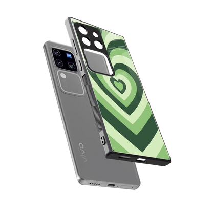 Y2K Green Hearts sleekvivo v30 pro cover with tempered glass back and TPU edges