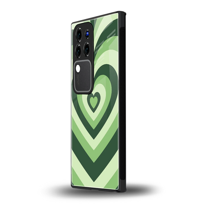 Y2K Green Heartsvivo v30 pro mobile cover | shockproof glass phone case