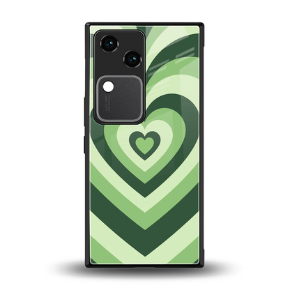 Y2K Green Hearts back phone cover | glass case for vivo v30