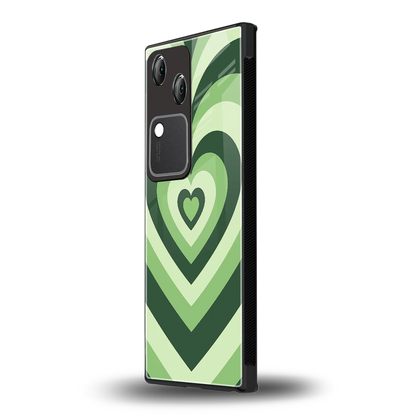 Y2K Green Hearts vivo v30 mobile cover | shockproof glass phone case